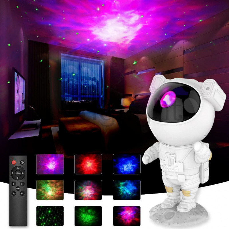Astronaut Galaxy Projector โปรเจคเตอร์ Space Buddy Star พร้อมตัวจับเวลา 360°ของขวัญโคมไฟกลางคืน Spac