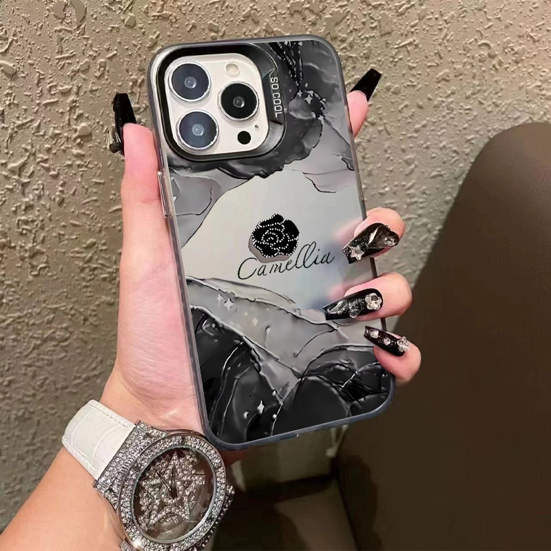 โลหะชุบโลหะด้วยไฟฟ้า ไอโฟน อิโลโกนิค for 11 iPhone 12 13 14 15Pro MAX X XS XR 7 8Plus เคสโทรศัพท์