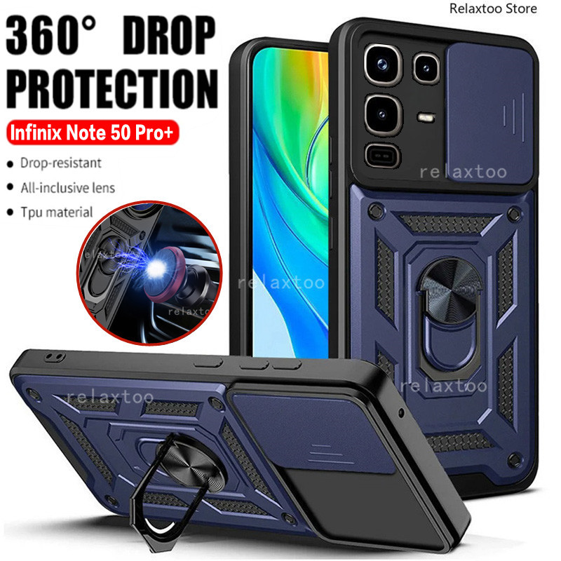Case For Infinix Note50 Note 50 Pro Plus + 50Pro+ 50S 50X 50ProPlus Note50Pro+ Note50X Note50S X6856 X6855 4G 5G Shockproof Phone Case Armor Ring Bracket Stent Back Push Lens Privacy Protect Holder Back Cover Casing