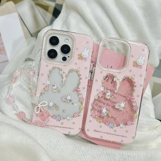 การ์ตูนน่ารักกระต่ายน้อยสีสันดอกไม้ เคส IPhone 11 14 16 17 15 12 13 Pro Max 8Plus X 7Plus XR 15 14 Plus XS Max SE2020