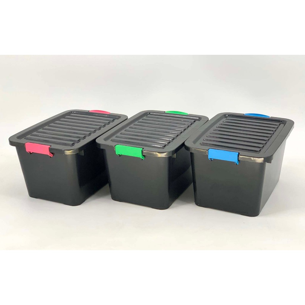 กล่องล็อค5ลิตร สีดำ 21x29x16cm. ตัวดำ ฝาสีดำ