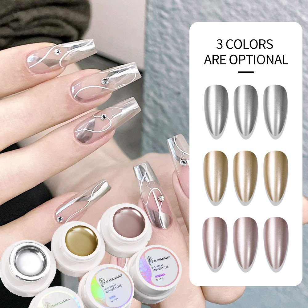 Nail Painting Gel Mirror Effect UV Gel Metallic Color Drawing Nails Decorative