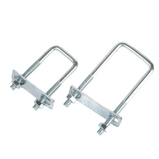 ZENGRONG 1 ชิ้น M8 แคลมป์ท่อสี่เหลี่ยม, สกรูชุบสังกะสี Q235 ท่อเหล็กคาร์บอน U-clamp, พร้อม Baffle มุมขวา U-bolt สําหรับหลอดสี่เหลี่ยม