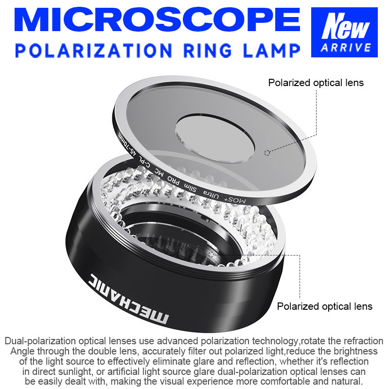 ช่าง LS720 บวกขั้วแหวนโคมไฟสําหรับกล้องจุลทรรศน์ซ่อมโทรศัพท์มือถือแสงจ้าการสะท้อนกําจัดแหวนโพลาไรซ์แ
