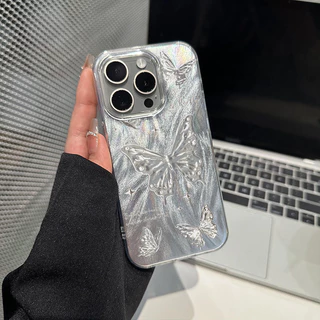 เคสไอโฟน 17 16 เคส Feather Laser Bow Case For iPhone 11 12 13 14 15 Pro X XR XS MAX 7 8 Plus SE เคสโทรศัพท์ เคสไอโฟนสวยๆ