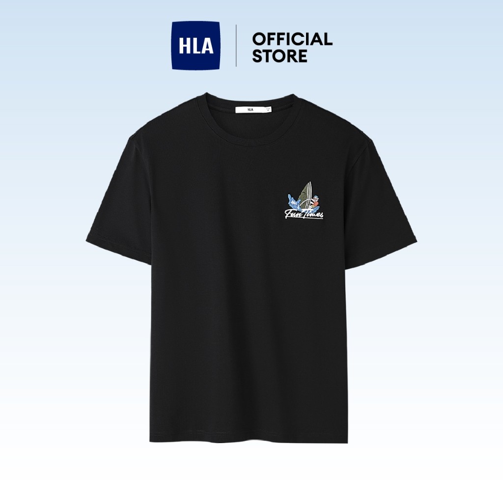HLA เสื้อยืดแขนสั้นผ้าฝ้ายพรีเมี่ยมระบายอากาศ ดูดซับความชื้น คอกลม กีฬาและสันทนาการ 100% สําหรับผู้ชาย - HNTBJ2J095A96