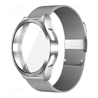 Protector Case + Strap สําหรับ Samsung Galaxy Watch 7 6 5 4 44 มม.40 มม.ตาข่ายเหล็กสร้อยข้อมือสําหรับนาฬิกา 7 FE 40 มม. + TPU กรณี