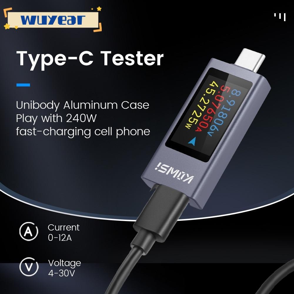 WUYEAR Power Meter Tester, Type-C PD Current และแรงดันไฟฟ้า, KWS-2303C แบตเตอรี่ความจุ DC 4-30V 0-12