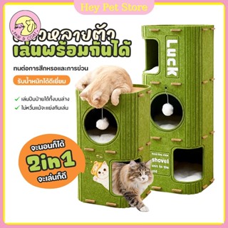 รังแมว สองชั้น สามมิติ บ้านแมวสำหรับแมวในร่มเตียง รู้สึก เตี…