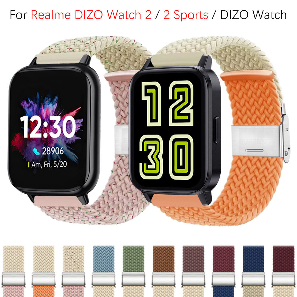 สายรัดไนลอนปรับระดับได้แบบยืดหยุ่นสําหรับนาฬิกา Realme DIZO / Watch 2 Sports / Watch 2 Buckle ทออุปกรณ์เสริมสายรัดข้อมือ