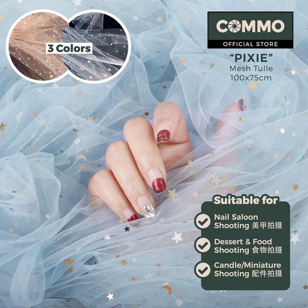 [RM5-10 CLEARANCE] Kain Net Lace Star n Moon Tulle สําหรับ VIDEO PHOTO SHOOTING Cosmetik ตาข่ายฉากหล