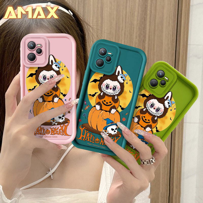 สําหรับrealme C1 C2 C3 C11 C12 C15 C25 C25S C20 C21Y C25Y C30 C30S C35 C53 C67น่ารักฮาโลวีนLove LabubuฟักทองGhostเคสโทรศัพท์