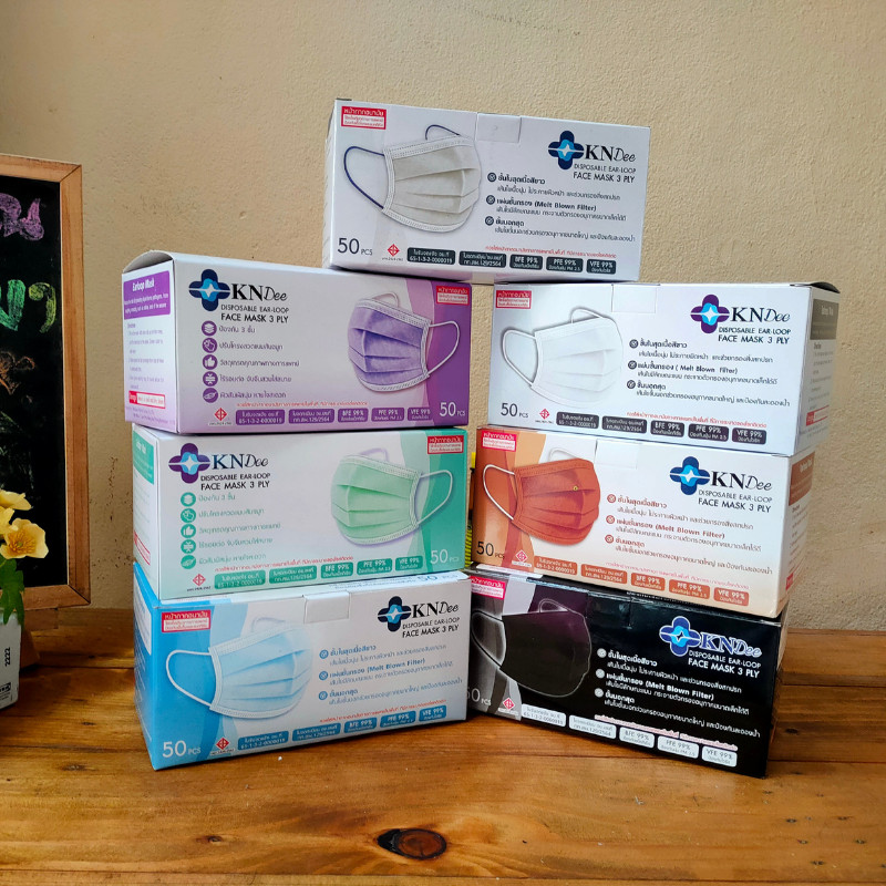 แมส MECARE แมส KND หน้ากากอนามัย ทางการแพทย์ ชนิด 3 ชั้น ผ้าเย็บขอบเนื้อดี! กล่องละ 50 ชิ้น งานไทย