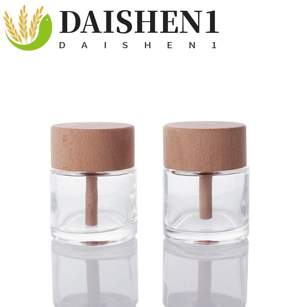 Daishen1 ขวดแก้วเปล่าใส่น้ํามันหอมระเหย พร้อมฝาปิดไม้ ขนาด 50 มล. แบบพกพา DIY สําหรับรถยนต์ สํานักงาน