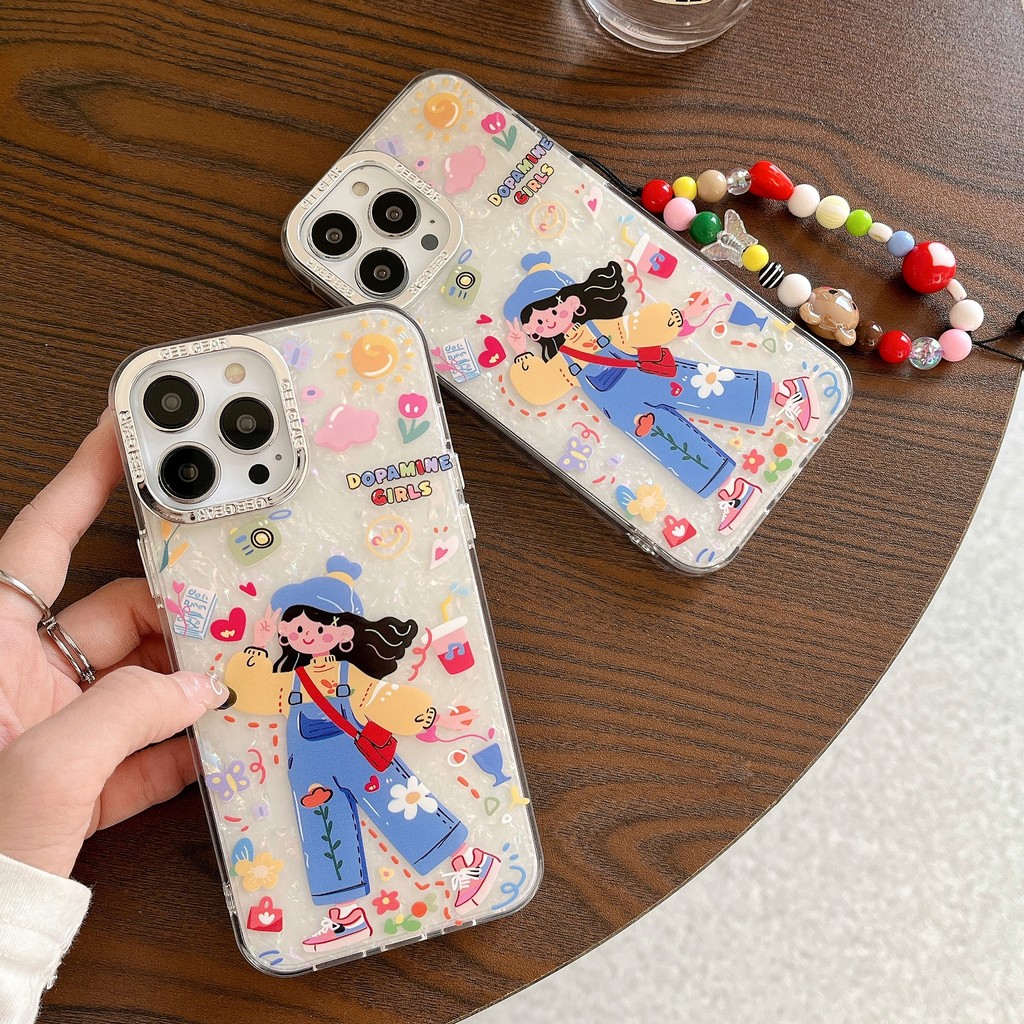กระเป๋าสาวรูปแบบเปลือกtpuสําหรับapple IPhone 16 15 14 13 12 11 Pro Max 14Plus 15Plus 16Plusกันกระแทกเชือกสร้อยข้อมือกรณี