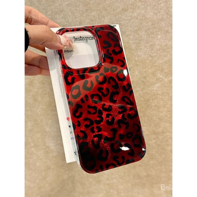 เคสมือถือสำหรับ iPhone ลายเสือดาวไล่ระดับสีแดงสีดำเหมาะสำหรับ16เคสมือถือ iphone15/14PROMAX Glacier 13หญิง12พับ X เคสป้องกัน b69y