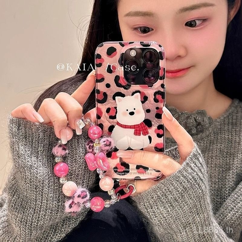 เคสโทรศัพท์สำหรับ iPhone สีชมพูลายเสือดาว West Heights 16/15Promax/14ยอดนิยม13/11/12pro ญี่ปุ่นและเกาหลี xsmas/XR นุ่ม7/8PLUS เคสป้องกันแบบเต็มรูขนาดใหญ่ pkzg
