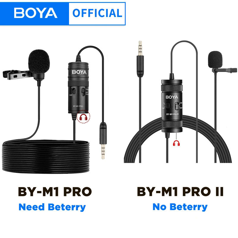 BOYA BY-M1 PRO/BY-M1 PRO II 3.5mm TRRS Wired Lavalier Lapel Microphone for Smartphone PC Camera Reco