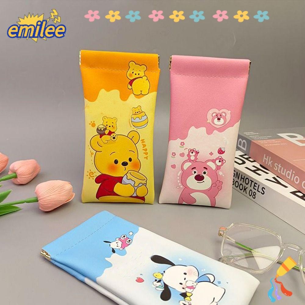 กระเป๋าใส่แว่นตา EMILEE, กล่องใส่แว่นกันแดด Sanrio Kuromi, กระเป๋าเก็บแบบพกพาแบบปิดหนัง PU น่ารักสําหรับผู้หญิง