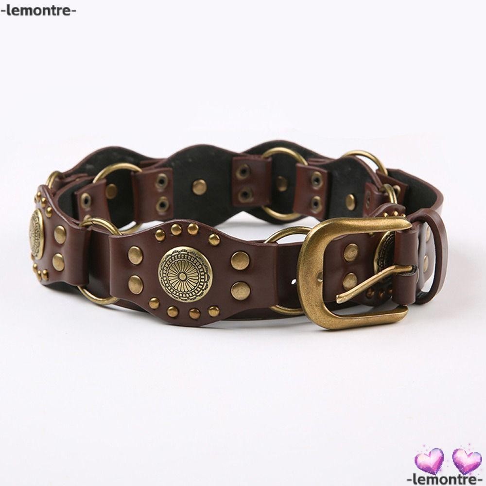 Lemontre เอว Cinch เข็มขัด, Vintage Rivet Gothic Steampunk เข็มขัดเอว,แฟชั่น Grommet หนัง PU y2k กว้างเอวกางเกงยีนส์หญิง