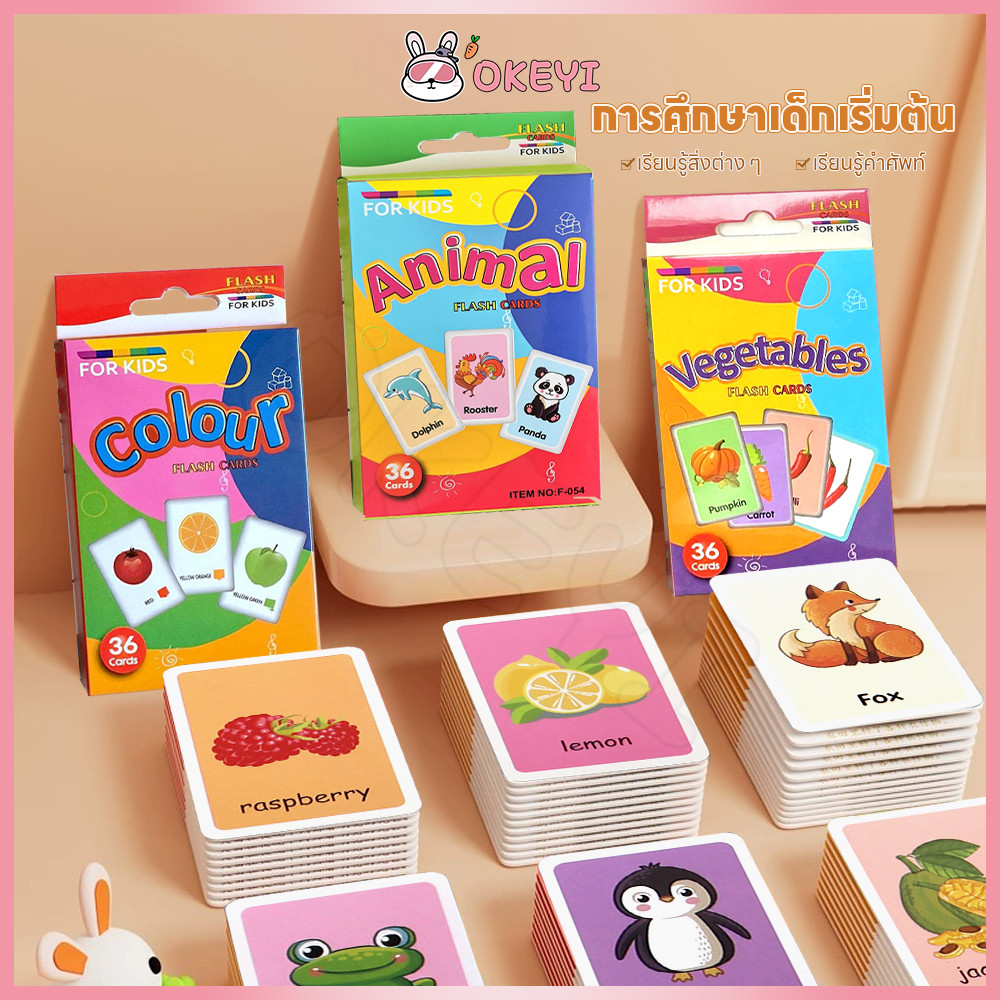 OKEYI บัตรคํา  flashcard  เสริมพัฒนาการเด็ก ของเล่นเด็ก ชุดแฟลชการ์ด  เพิ่มความจำ แฟลชการ์ดคำศัพท์