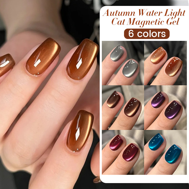 Born PRETTY Water Light Cat Magnetic Gel Polish Jelly สีแดงสีเทาประกาย Glitter UV LED เจลเล็บเคลือบเงา 10ml