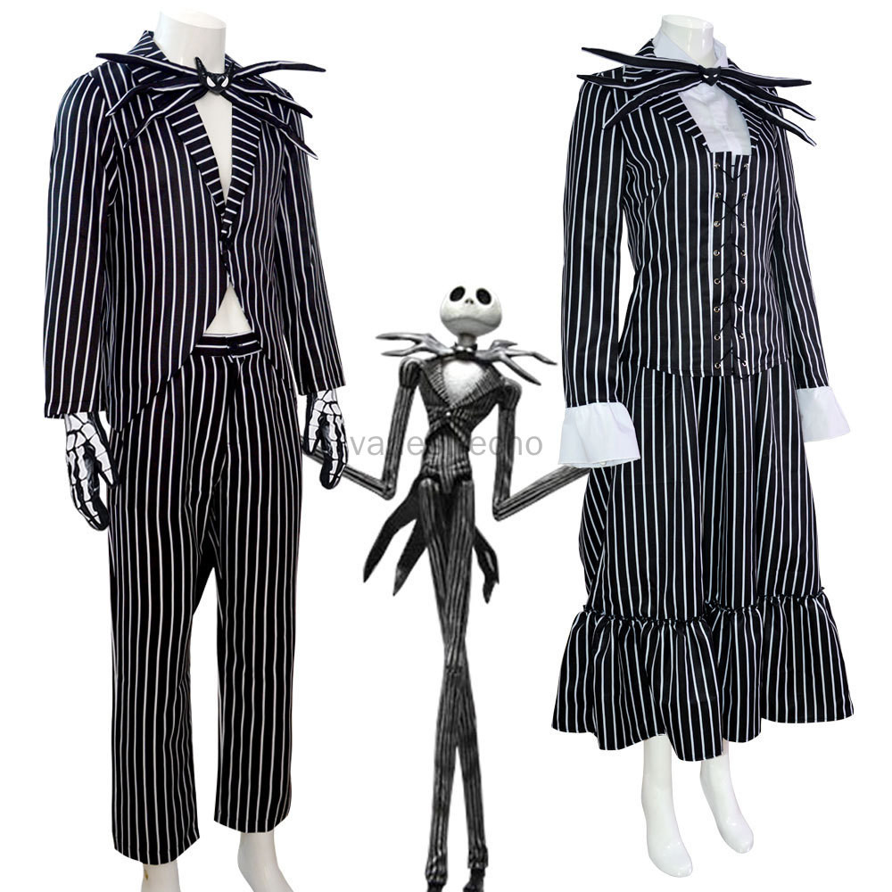 Jack Skellington Costume Nightmare Before Christmas Costume คอสเพลย์ฮาโลวีนครบชุดลายเครื่องแบบ