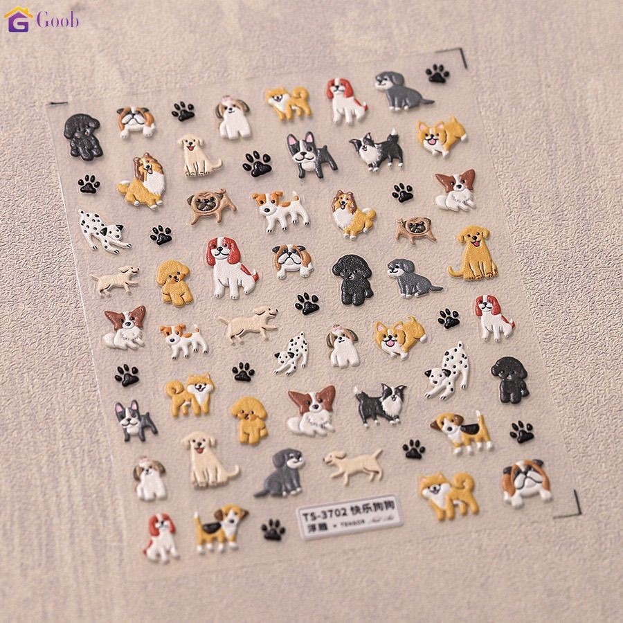 ลูกสุนัขที่มีความสุข สติ๊กเกอร์ติดเล็บ คอร์กี้ Corgi หนังวัว ชิบะ อินุ การ์ตูนสติกเกอร์ศิลปะตกแต่งสุนัขสามมิติ 【goob】