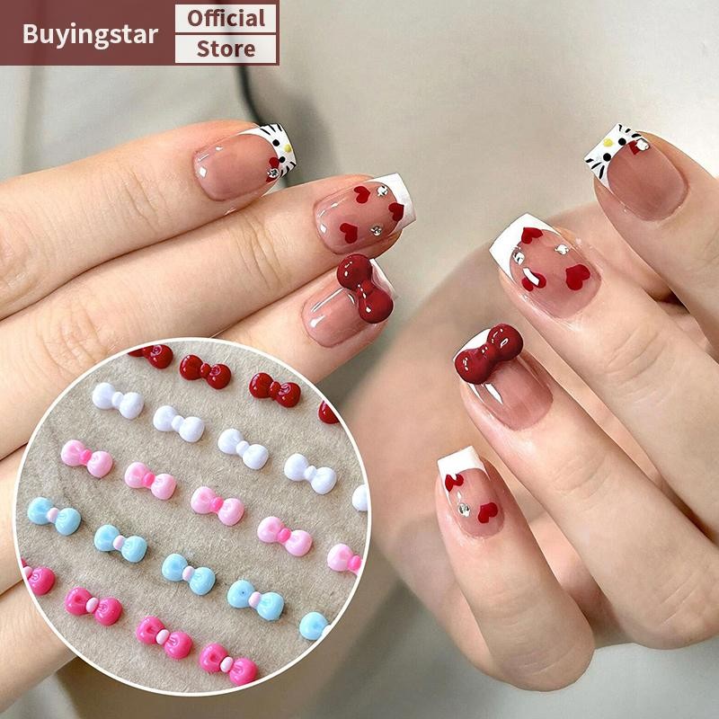 Zcx 10 ชิ้น 3D Bowknot Nail Art Ch เครื่องประดับเรซินที่มีสีสันผู้หญิงตกแต่งเล็บโบว์เล็บ Rhinestones ร้านทําเล็บ DIY ของขวัญ VO