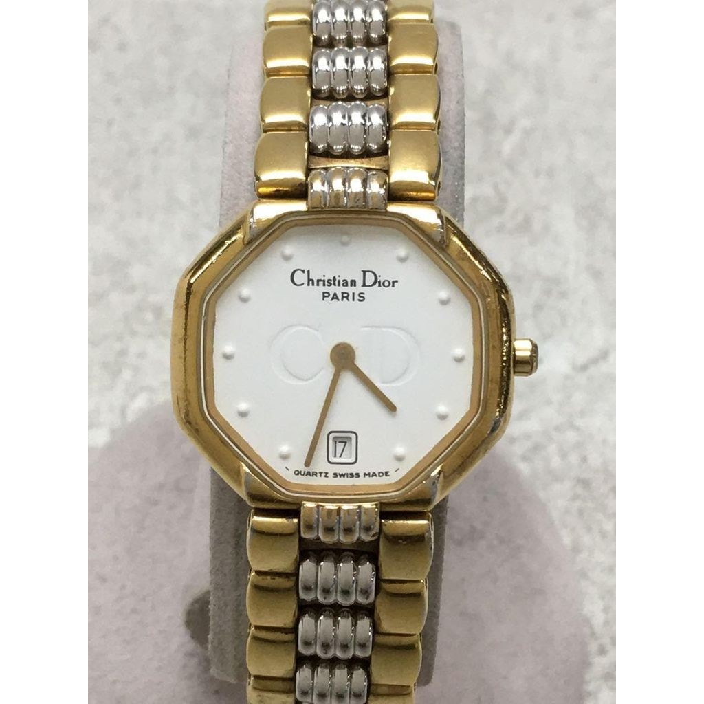 wht Christian Dior Womens Quartz Watch Analog -- GLD 48 133 Direct from Japan Secondhand