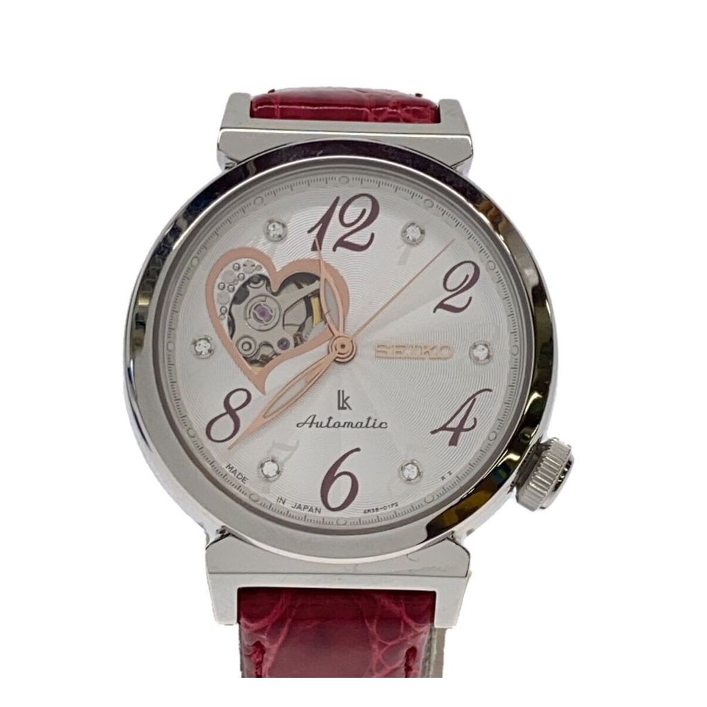 Seiko Women's Watch LUKIA Automatic Analog Leather Silver Red SSVM023 Direct from Japan Secondhand