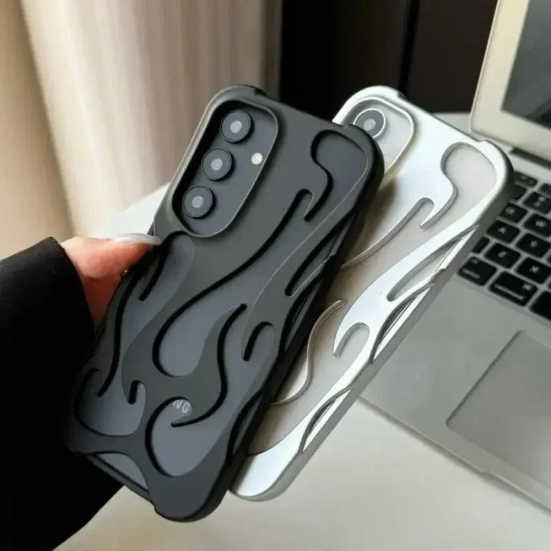 3d เปลวไฟ Hollow การกระจายความร้อน Matte สําหรับ Samsung Galaxy S24 Ultra S23 S22 A55 A16 A54 A06 A15 A14 ปกอ่อน