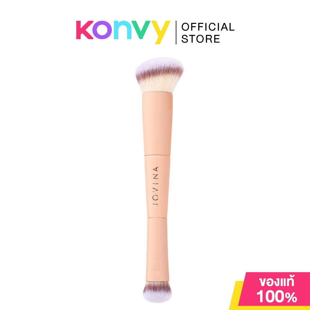 JOVINA COSMETICS PRO Liquid Duo Brush 1pc แปรงลงรองพื้นมี 2 หัวในด้ามเดียว.