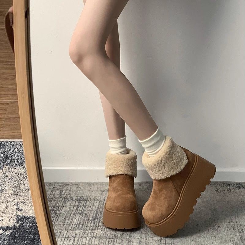กระแส Snow Boots Mid-Tube Boots สไตล์ใหม่ เวอร์ชั่นเกาหลี Soft Sole Silver