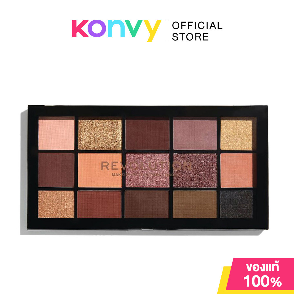 Makeup Revolution Re-loaded Eyeshadow Palette 16.5g เมคอัพ รีโวลูชั่น พาเลทอายแชโดว์ 15 เฉดสี.