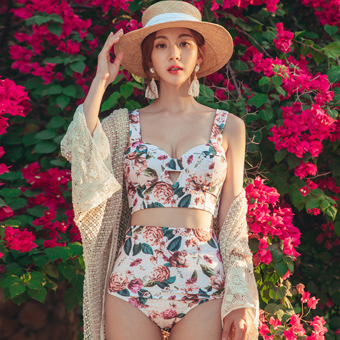บิกินี่ 2024 สไตล์เกาหลีสไตล์ใหม่ Influencer Floral Fresh Slimmer ดูบิกินี่