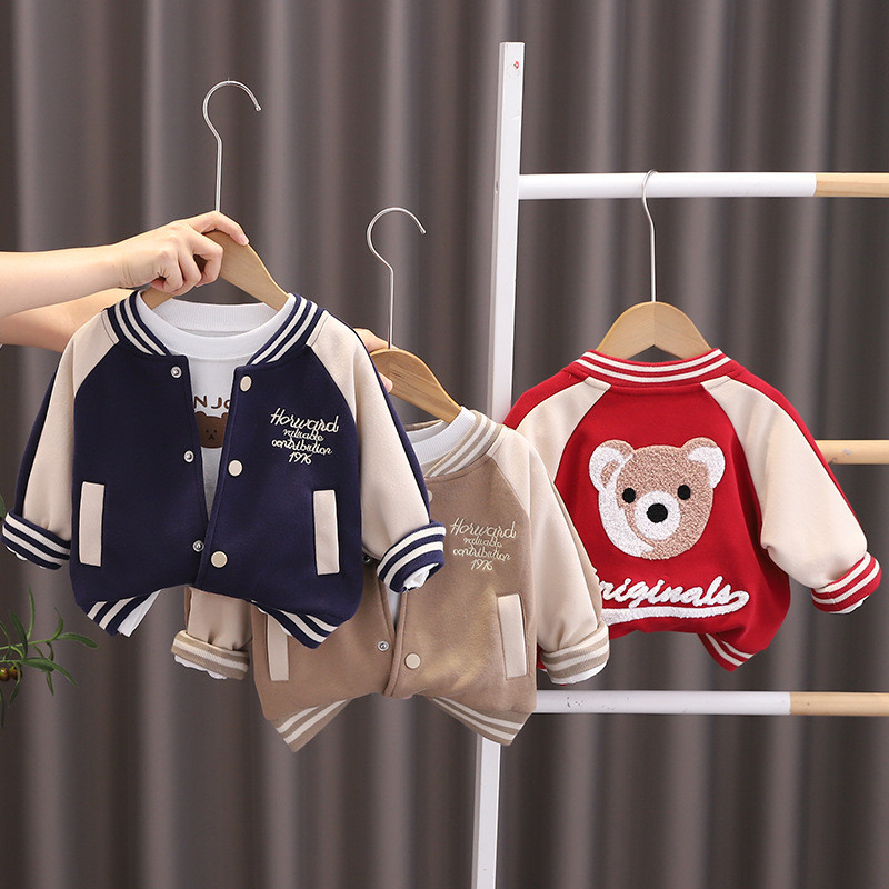เสื้อแจ็คเก็ตสไตล์เกาหลีสำหรับเด็ก (ปักลายตัวอักษร) ฤดูใบไม้ร่วง ใหม่