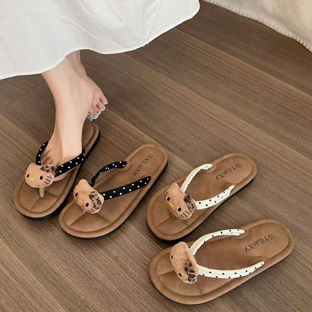 Tumzap Sherry May Flip Flops, Push Doll Anti Slip Beachwear Flip Flops,จุดด้านล่างนุ่มการ์ตูนคลิปนิ้วเท้ารองเท้าแตะผู้หญิงชายหาดวันหยุด