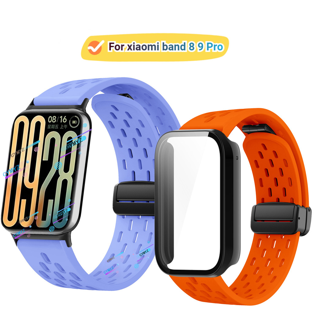 Xiaomi smart band 8 9 Pro สายซิลิโคนสําหรับ xiaomi band 8 9 Pro สายรัดข้อมือกีฬา xiaomi smart band 8 9 Pro กรณีป้องกันหน้าจอ