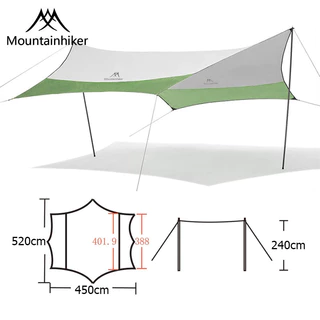 พร้อมส่ง⚡️ทราฟ ฟลายชีท Mountainhiker ทรงผีเสื้อ เคลือบ กันแดด น้ำ ฝน พร้อมอุปกรณ์ครบชุด ขนาด 5.2x4.5x2.4 เมตร