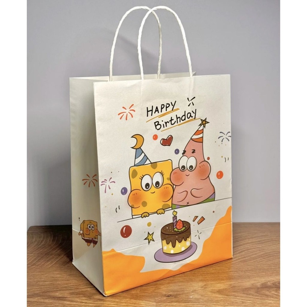 Spongebob SquarePants Pie Star Birthday Gift Bag Tote Bag ถุงของขวัญ