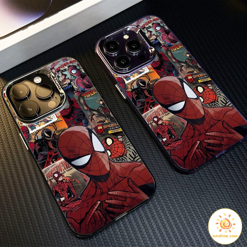 GOOD เคส iPhone อนิเมะ Spider-Man สุดสร้างสรรค์ ไอโฟน11 For iPhone12 13 14 15Pro MAX X XS XR XS 6 7 8Plus SE2020