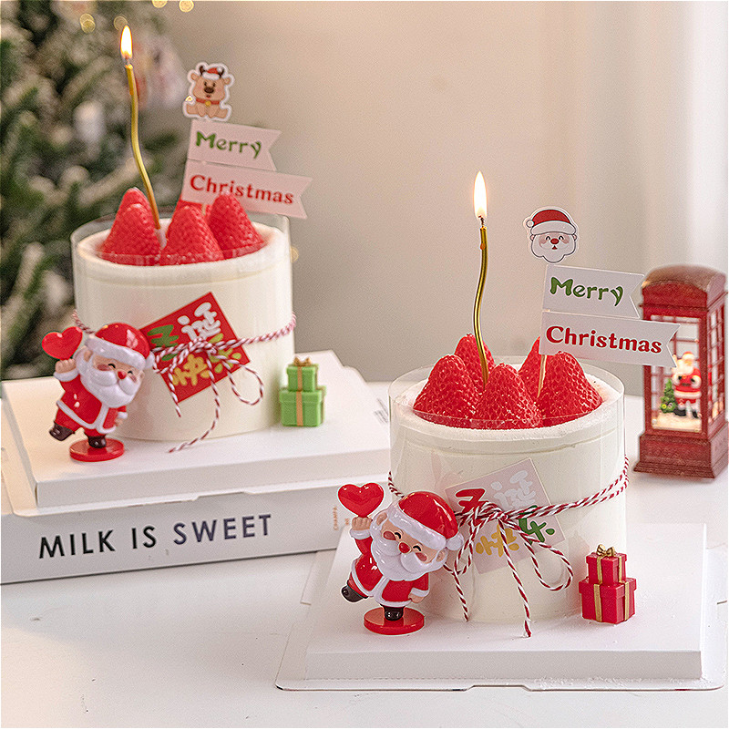 2025 ตกแต่งเค้กคริสต์มาส Love heart เครื่องประดับซานตาคลอส Christmas Eve Festival Happy Plugin