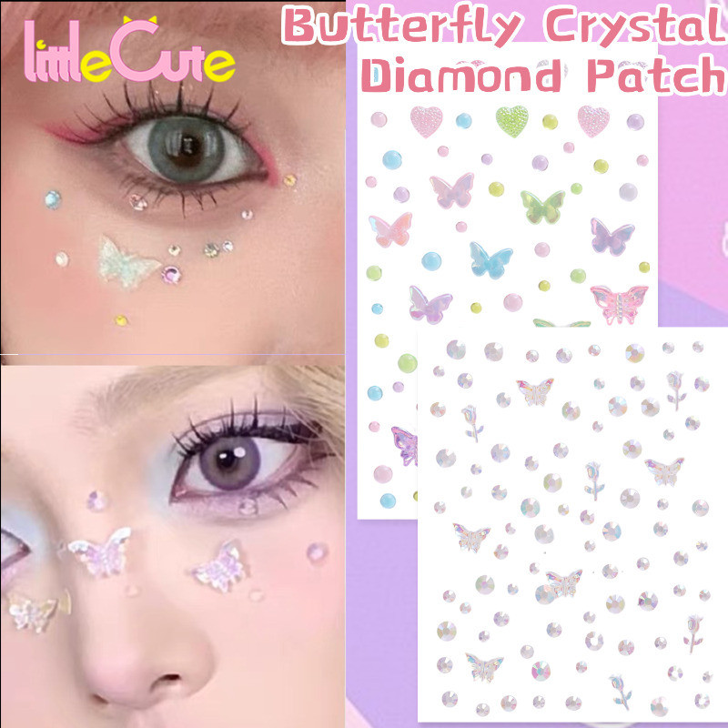 3d Iridescent ผีเสื้อคริสตัลเพชรสติกเกอร์ - Face Shell Mermaid Patch - DIY อะคริลิคตา Body Rhinestones - แต่งหน้า Art Party ตกแต่ง - Self-Adhesive ชั่วคราว Tattoo