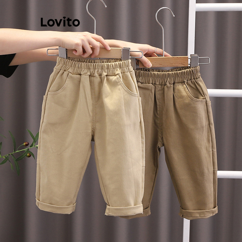 Lovito กางเกงพ็อกเก็ตธรรมดาสำหรับเด็กผู้ชาย LNA84029