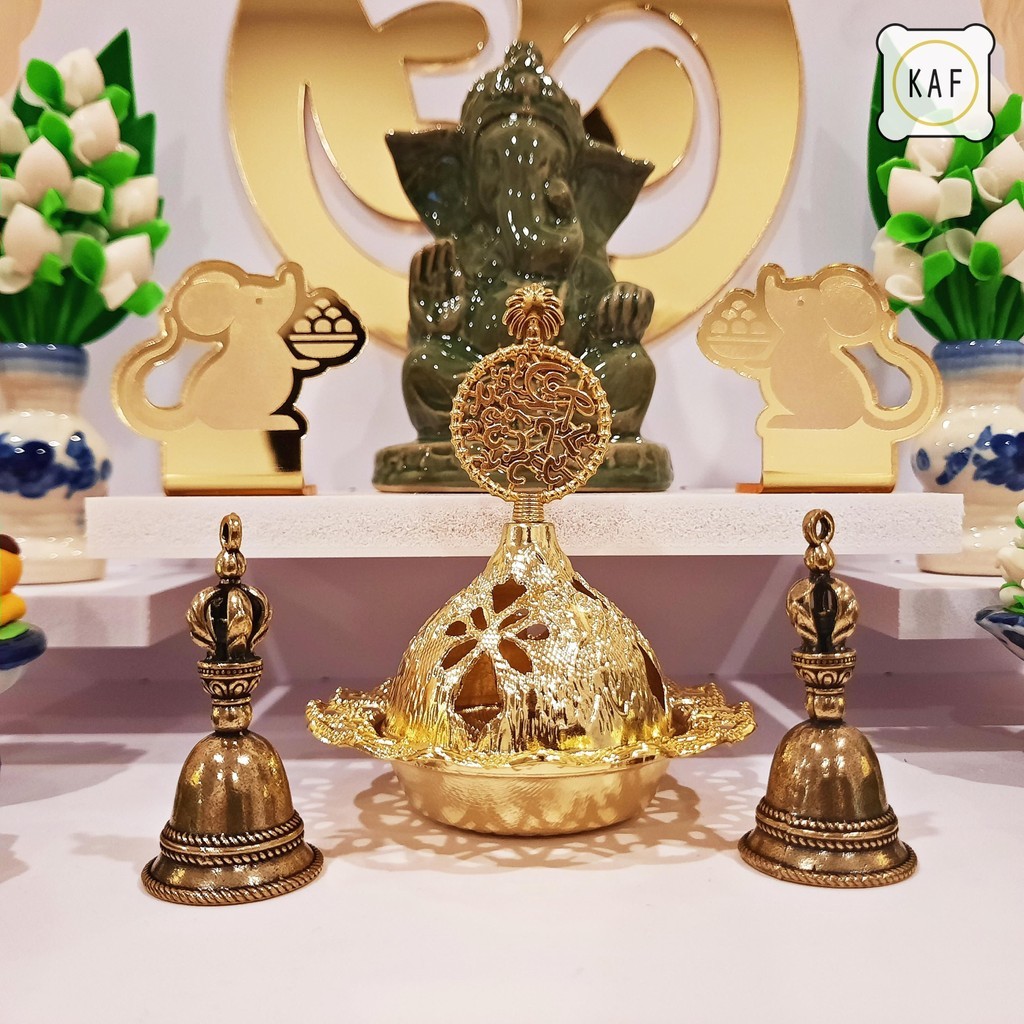 กระดิ่งลมทองเหลืองเสริมศรัทธา บูชาพระพิฆเนศและองค์เทพ เสียงใสเสริมมงคล นำพาความสุขและความสำเร็จ bell01 - รูปที่ 2