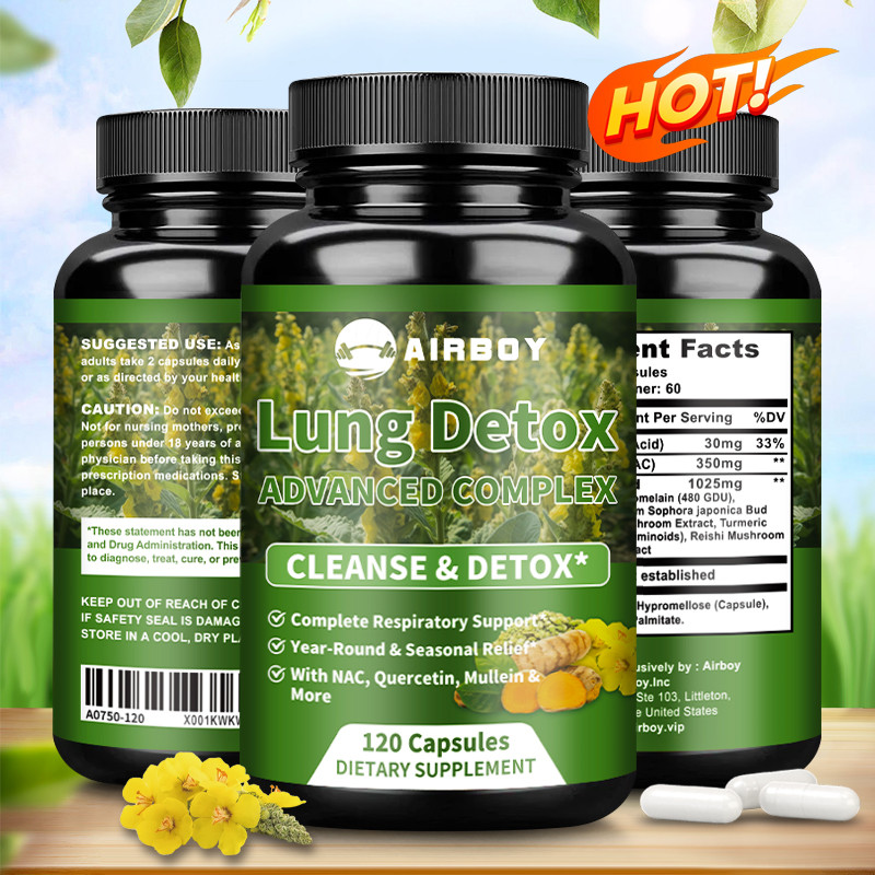 Airboy Mullein - Lung Cleansing Complex with NAC Quercetin & Cordyceps Extract - 30/60/120 Capsules