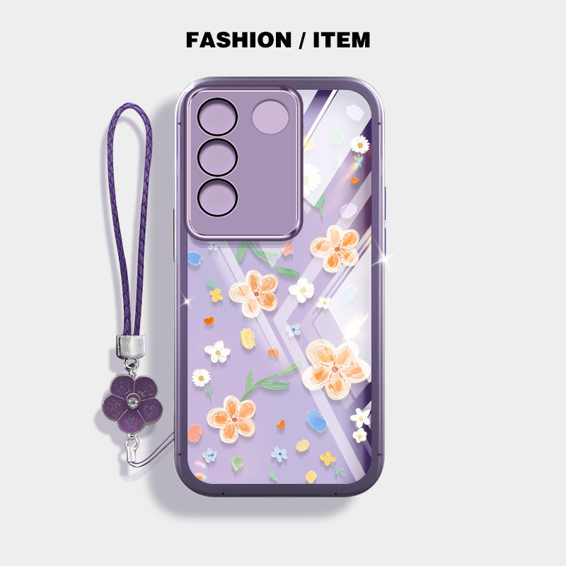 ดอกไม้สีเหลืองขนาดเล็กเคสโทรศัพท์สําหรับ Vivo Y19S V29E Y200 5G S17 V29 Pro 5G S17T ปลอกโปร่งใสป้องกันพร้อมเชือกแขวนดอกไม้