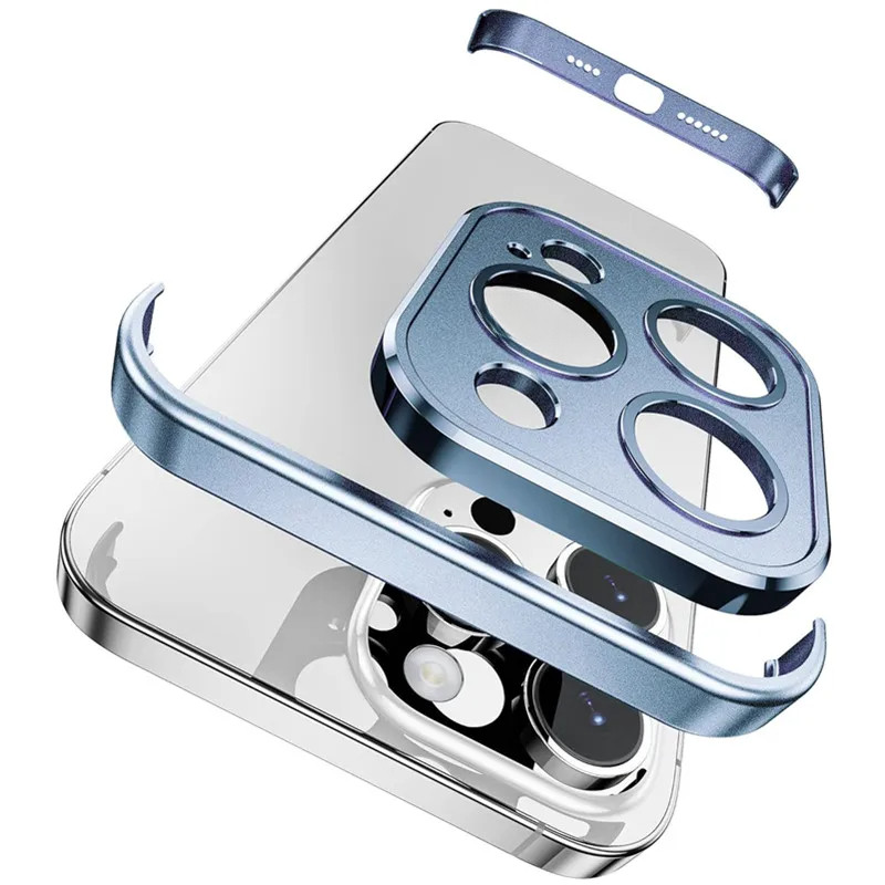 อลูมิเนียมโลหะ Frameless กันชนกล้องเลนส์ป้องกันกรณีสําหรับ IPhone 16 15 14 13 12 Pro Max Plus 16Pro 