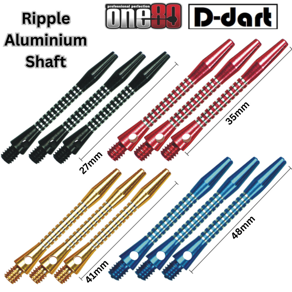 ONE80 DARTS SHAFT - RIPPLE ALUMINIUM DART SHAFT/STEM สําหรับ SOFT TIP และ STEEL TIP DART 3 ชิ้น/แพ็ค